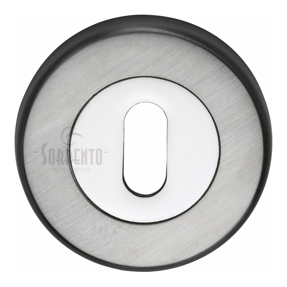 SC-0191-AP • Satin / Polished Chrome • Sorrento Round Mortice Key Escutcheon