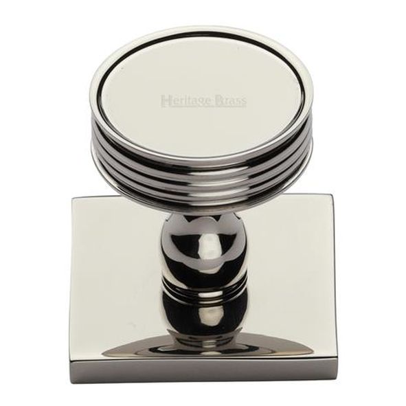 SQ4547-PNF • 32 x 38 x 36mm • Polished Nickel • Heritage Brass Venetian Cabinet Knob On Square Backplate