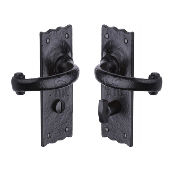 TC320 • Bathroom [57mm] • Antique Black Iron • Heritage Brass Colonial Levers On Backplates