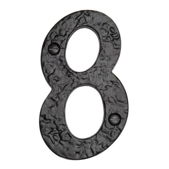 TC355 8 • 102mm • Antique Black Iron • Heritage Brass Brass Face Fixing Numeral 8