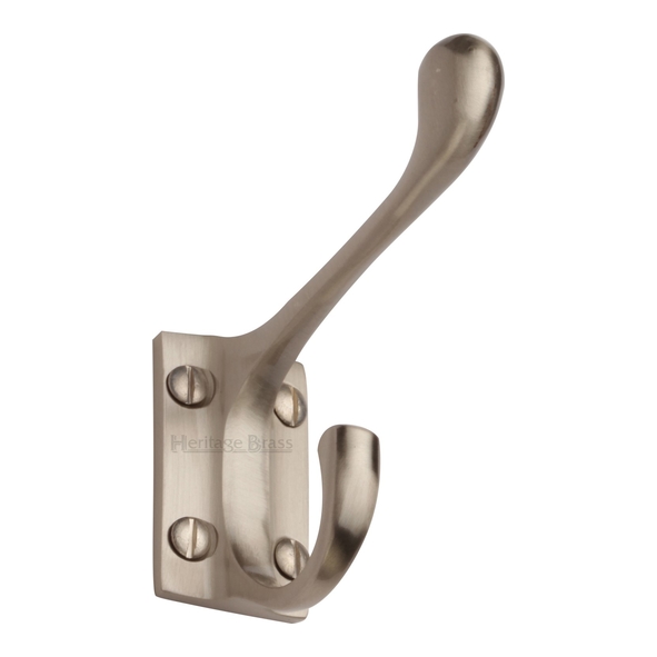 V1056-SN  Satin Nickel  Heritage Brass Traditional Hat & Coat Hook On Square Plate