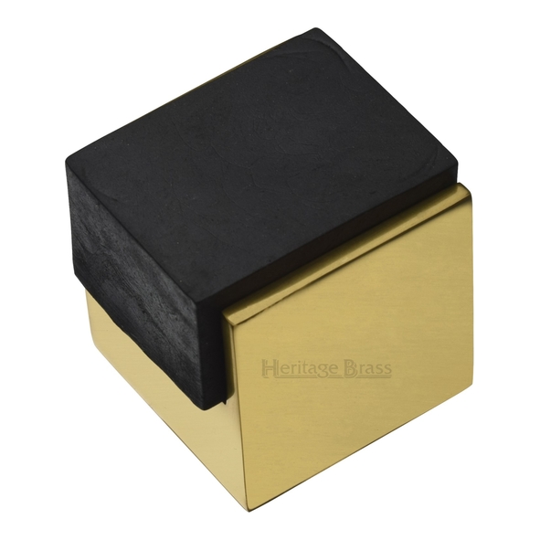 V1082-PB • 38 x 42 x 42mm • Polished Brass • Heritage Brass Floor Mounted Square Door Stop