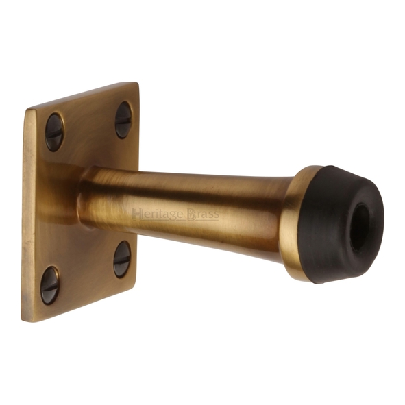 V1190-AT  064mm  Antique Brass  Heritage Brass Wall Mounted Projection Door Stop On Square Plate