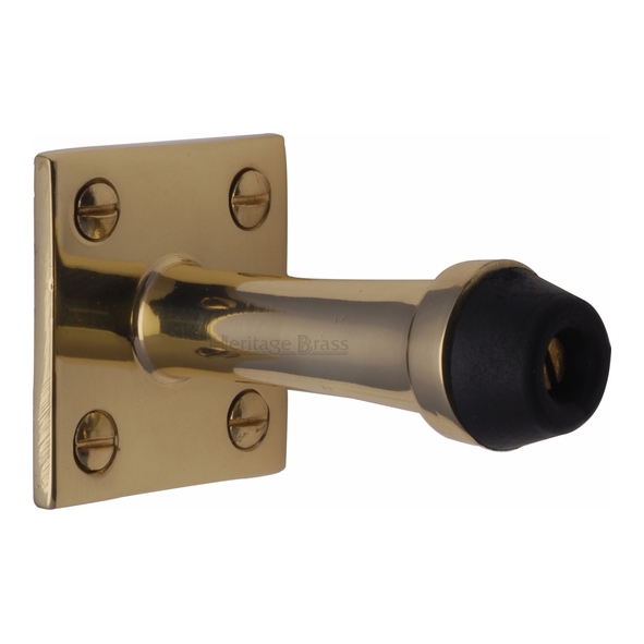 V1190 76-PB • 076mm • Polished Brass • Heritage Brass Wall Mounted Projection Door Stop On Square Plate