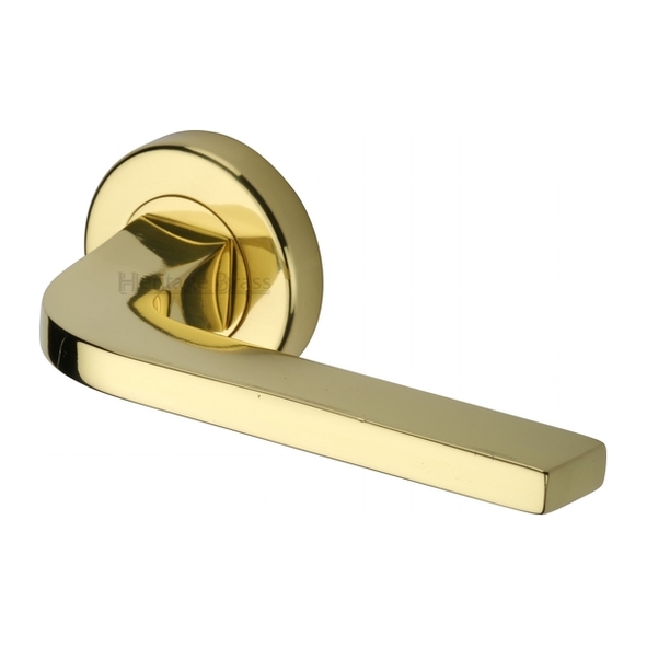 V2015-PB  Polished Brass  Heritage Brass Bellagio Levers On Plain Round Roses