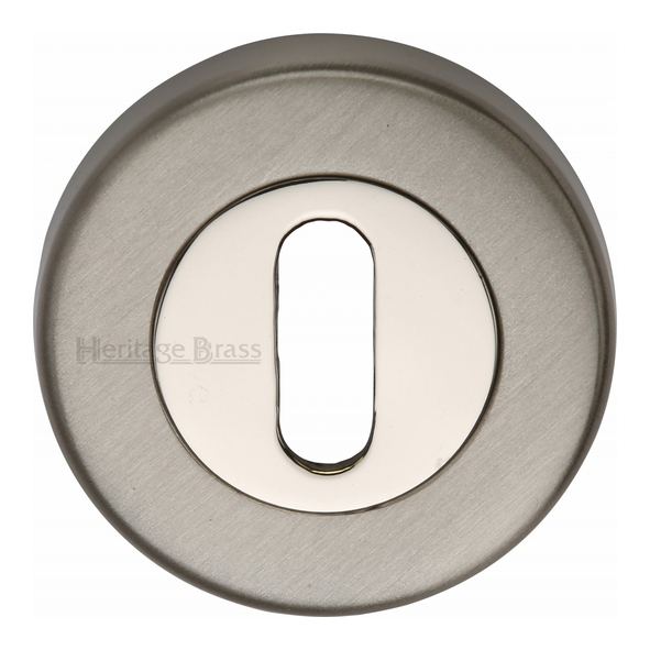 V4000-MC • Satin / Polished Nickel • Heritage Brass Plain Round Mortice Key Escutcheon