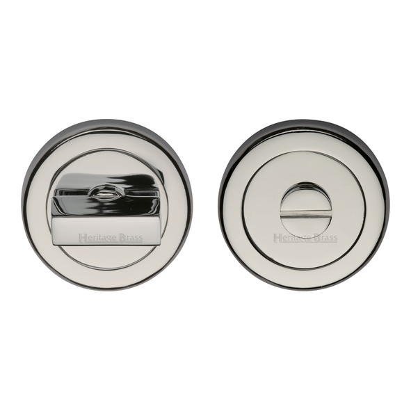 V4035-PNF • Polished Nickel • Heritage Brass Plain Round Flat Bathroom Turn With Release