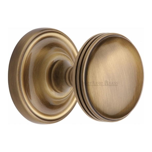 WHI6429-AT • Antique Brass • Heritage Brass Whitehall Mortice Knobs On Concealed Fix Roses