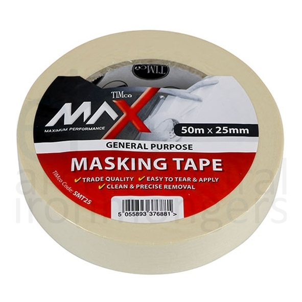 MASK-STD-25  50m x 25mm  Off White  Masking Tape
