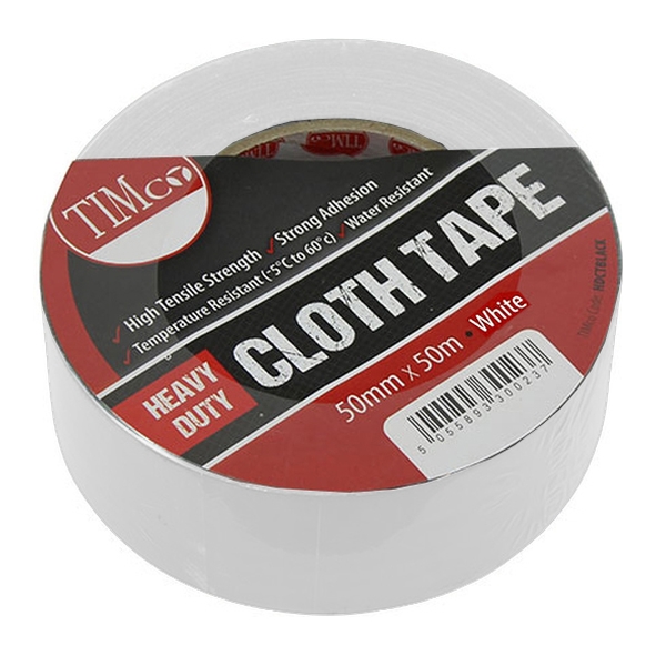 TAPE-DUCT-HD-WH  5000 x 50mm  White  Heavy Duty Cloth Duct Tape