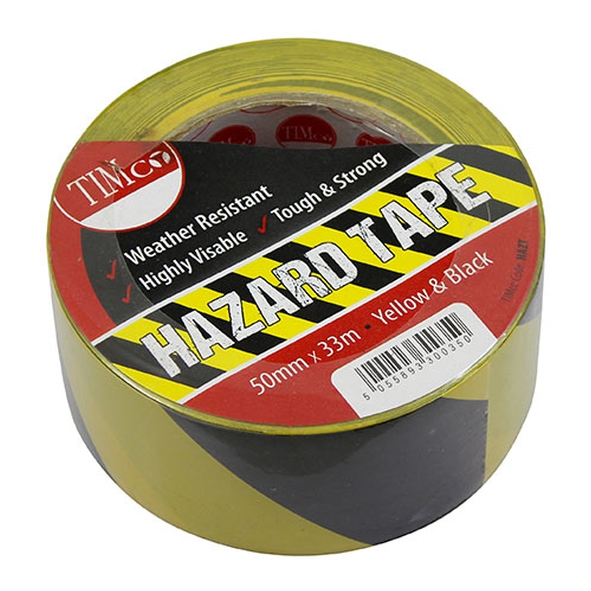 TAPE-HAZARD-YB  3000 x 50mm  Yellow / Black  Self Adhesive Hazard Tape