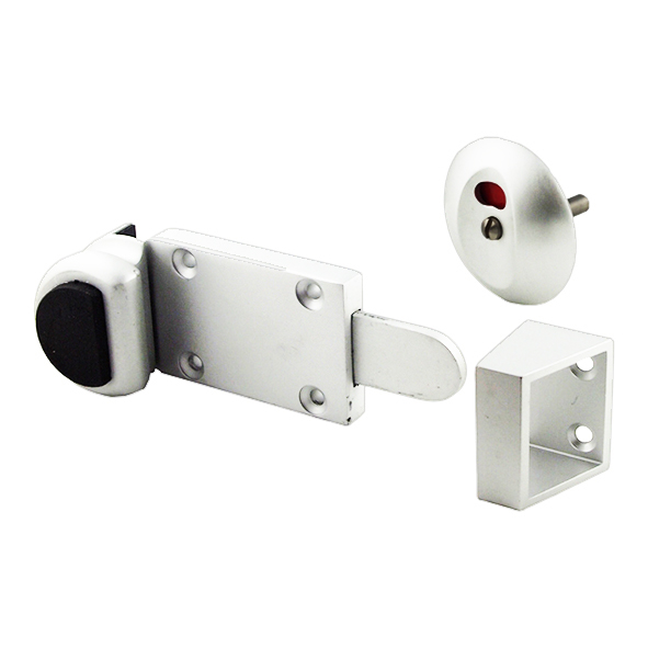 PK2103-POL  Polished Aluminium  Zenith Cubicle Lock With Indicator to Suit 20 to 21mm Door