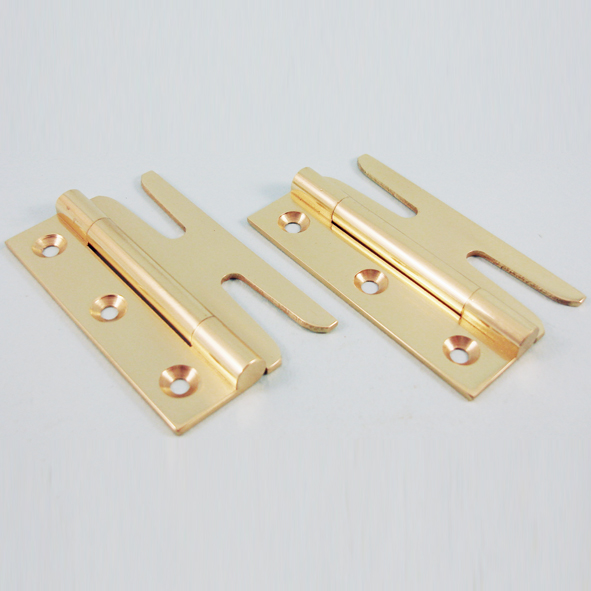 THD189/PB  075mm  Polished Brass [12.5kg]  Unwashered Brass Simplex Slotted Hinges