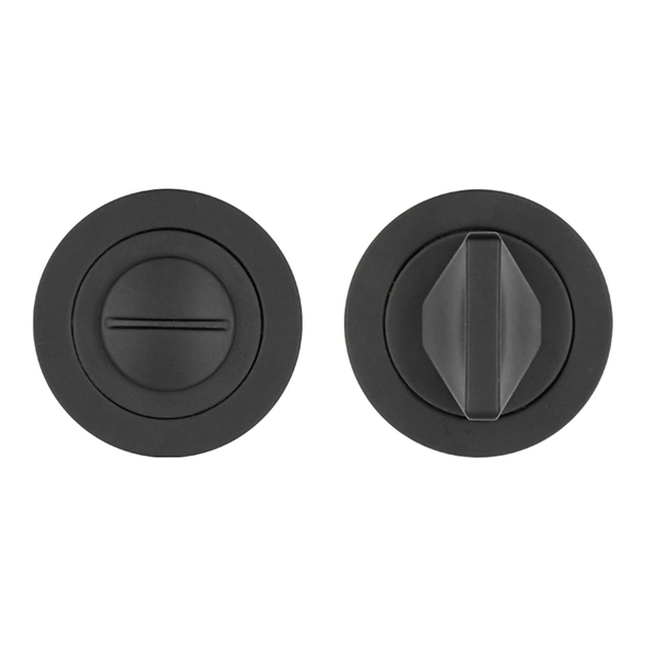 RT004PCB  Powder Coated Black  Rosso Tecnica Round Bathroom Turn With Release