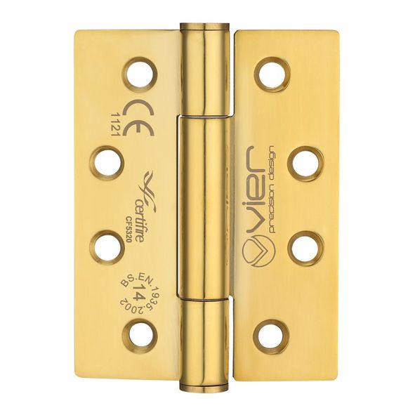 VHC243-PVD  102 x 076 x 3.0mm  PVD Brass [160kg]  G14 CE Concealed Bearing Square Corner 201 Stainless Butt Hinges