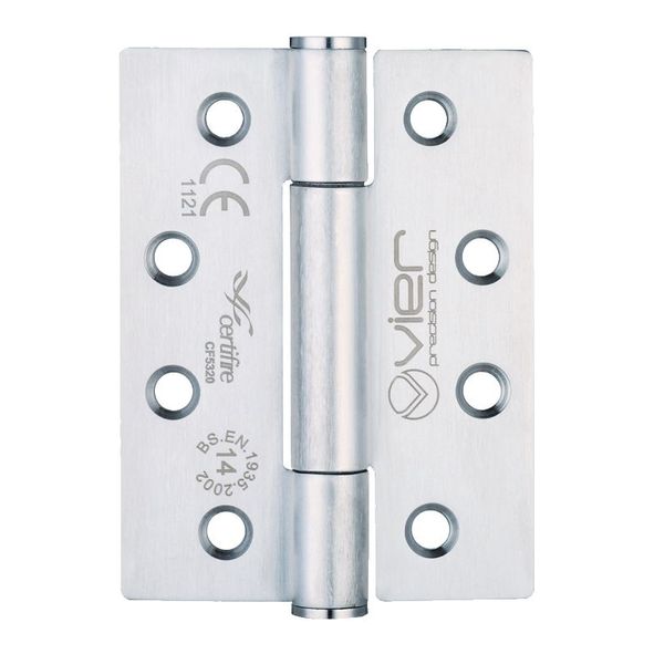 VHC243-SSS  102 x 076 x 3.0mm  Satin [160kg]  G14 CE Concealed Bearing Square Corner 201 Stainless Butt Hinges