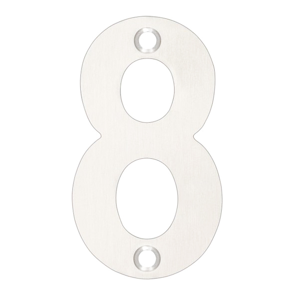 ZSN08APS • 075mm • Polished Stainless • Zoo Hardware Face Fixing Numeral 8