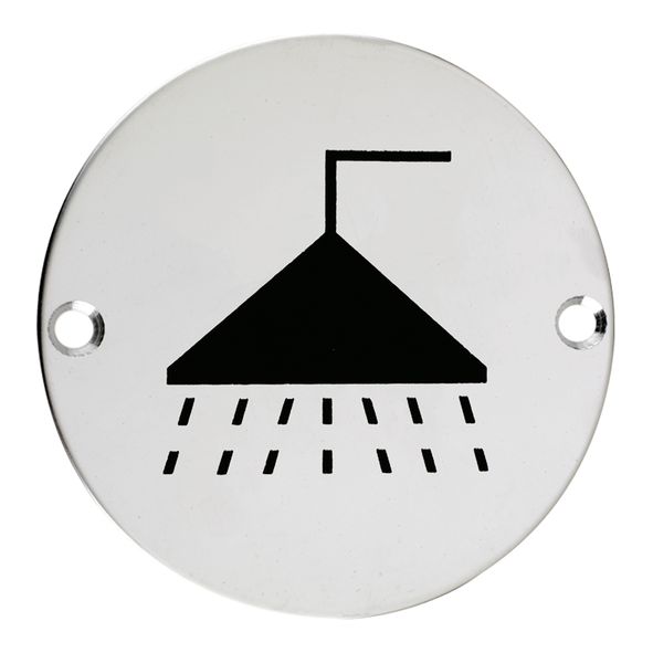 E427-02  075mm   Polished Stainless  Format Screen Printed Shower Symbol
