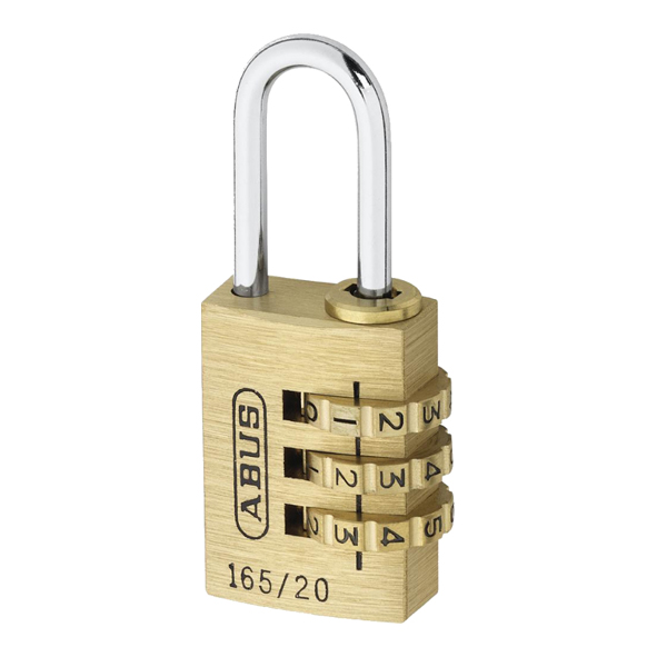 165-20  20 x 52 x 14mm Body  3 Digit  Abus Brass Combination Padlock