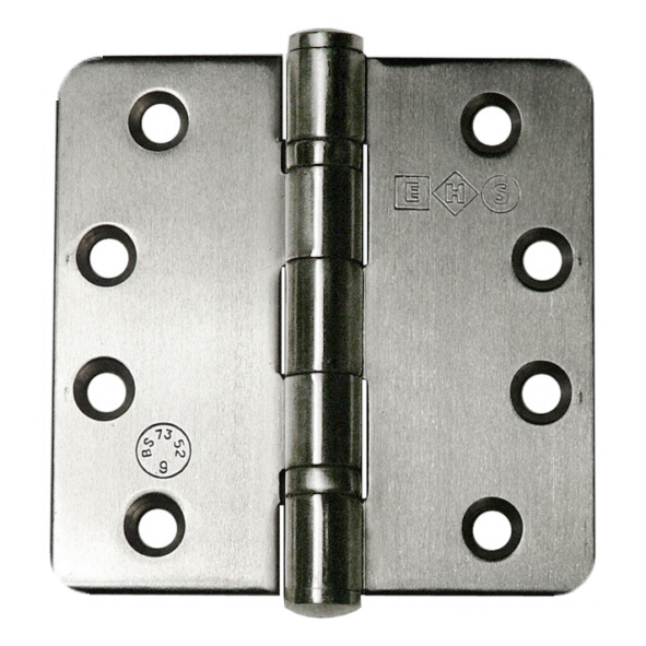 E5200-R-04  102 x 102 x 3.0mm  Satin [120kg]  Format Grade 304 Ball Bearing Radiused Corner Stainless Steel Butt Hinges
