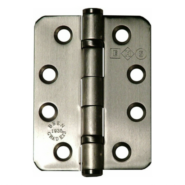 E5119-R-04  102 x 076 x 3.0mm  Satin [120kg]  Format Grade 304 Ball Bearing Radiused Stainless Steel Butt Hinges