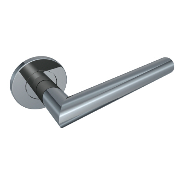 103/S-04 • Satin Stainless • Format Straight Mitred Levers On Round Roses