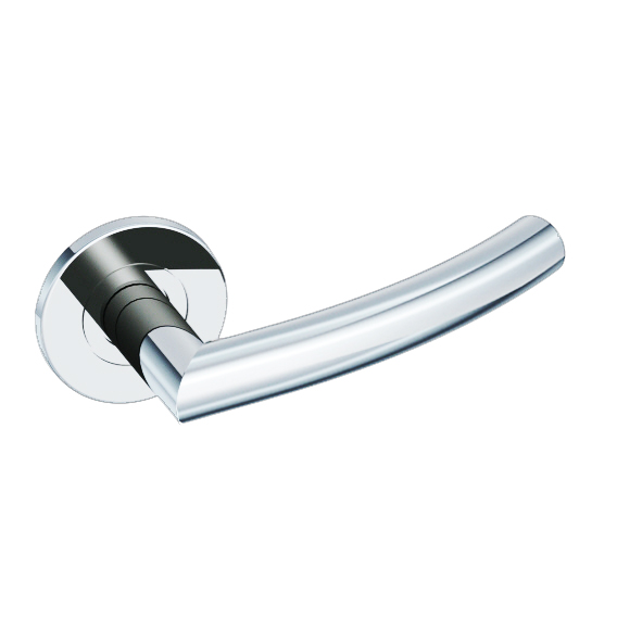 108/S-02 • Polished Stainless • Format Curved Mitred Return Levers On Round Roses