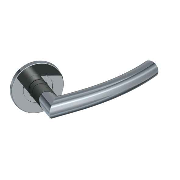 108/S-04 • Satin Stainless • Format Curved Mitred Return Levers On Round Roses