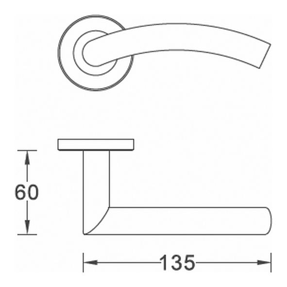 112/S-02 • Polished Stainless • Format Arched Mitred Levers On Round Roses