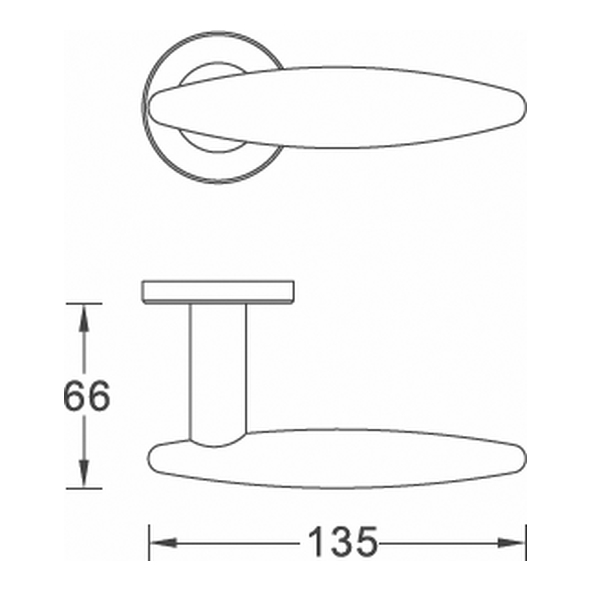 116/S-04 • Satin Stainless • Format Flint Tee Levers On Round Roses