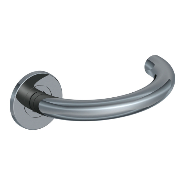119/S-04 • Satin Stainless • Format Return Arc Levers On Round Roses