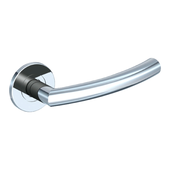122/S-02 • Polished Stainless • Format Curved Mitred Levers On Round Roses