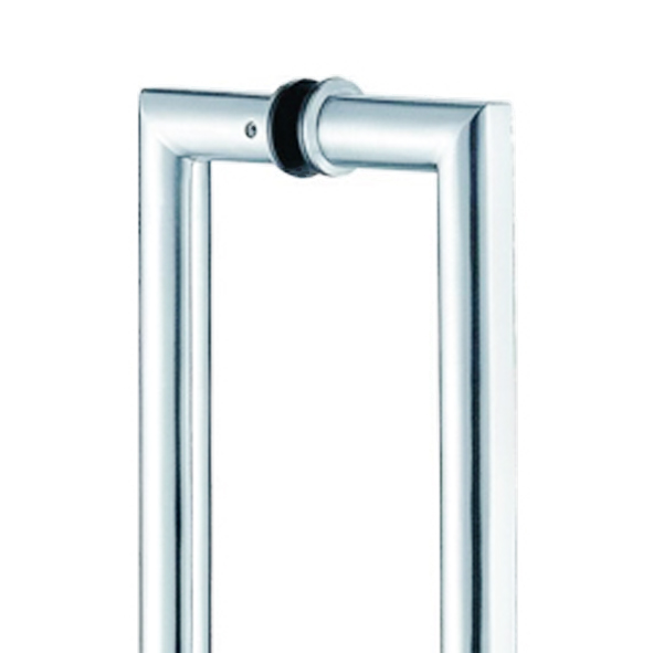 391.61850.262 • 425 x 19mm • Polished Stainless • Format Grade 304 Back To Back Mitred Round Bar Pull Handles
