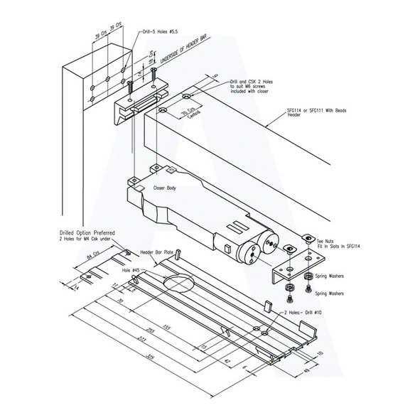 PRO50-VP-E • End Load • Non Hold Open • Alpro Variable Power EN1 to EN3 Transom Concealed Door Closer