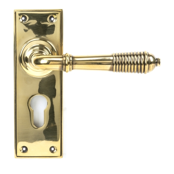 33085 • 152 x 50 x 8mm • Aged Brass • From The Anvil Reeded Lever Euro Set