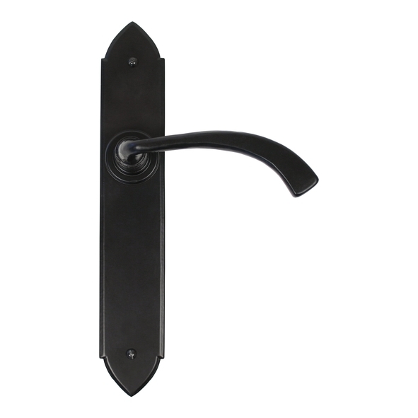 33137 • 248 x 44 x 5mm • Black • From The Anvil Gothic Curved Sprung Lever Latch Set