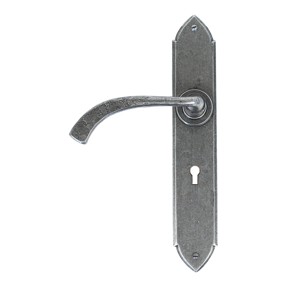 33634 • 248 x 44 x 5mm • Pewter Patina • From The Anvil Gothic Curved Sprung Lever Lock Set