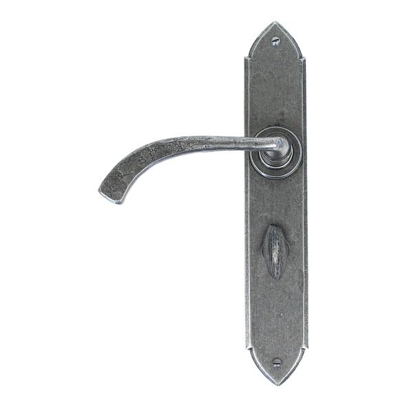 33636 • 248 x 44 x 5mm • Pewter Patina • From The Anvil Gothic Curved Sprung Lever Bathroom Set