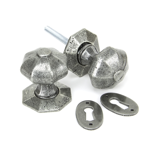 33643 • 54mm • Pewter Patina • From The Anvil Octagonal Mortice/Rim Knob Set
