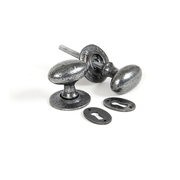 33644 • 63 x 35mm • Pewter Patina • From The Anvil Oval Mortice/Rim Knob Set