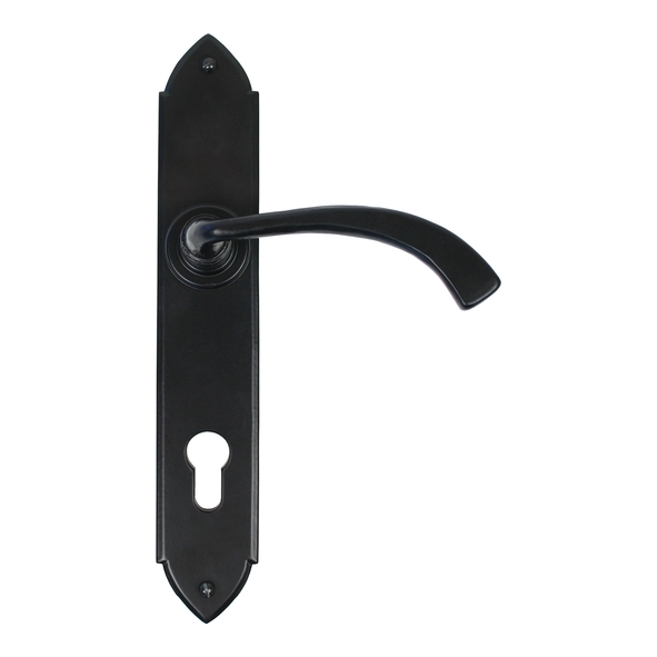 33764 • 248 x 44 x 5mm • Black • From The Anvil Gothic Curved Lever Espag. Lock Set