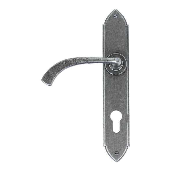 33765 • 248 x 44 x 5mm • Pewter Patina • From The Anvil Gothic Curved Lever Espag. Lock Set