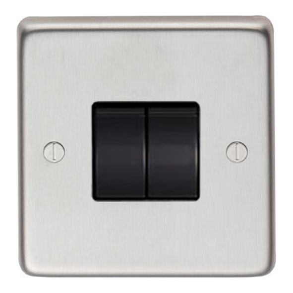 34201/1 • 86 x 86 x 7mm • Satin Stainless • From The Anvil Double 10 Amp Switch