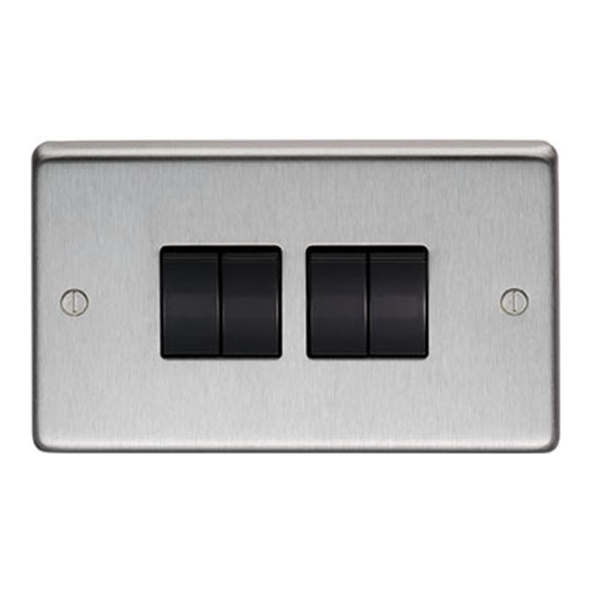34203/1 • 146mm x 86mm x 7mm • Satin Stainless • From The Anvil Quad 10 Amp Switch
