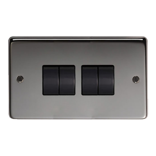 34203 • 146mm x 86mm x 7mm • Black Nickel • From The Anvil Quad 10 Amp Switch