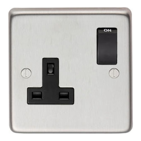 34223/1 • 86mm x 86mm x 7mm • Satin Stainless • From The Anvil Single 13 Amp Switched Socket
