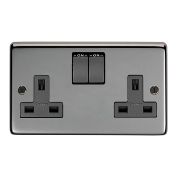 34224 • 146 x 86 x 7mm • Black Nickel • From The Anvil Double 13 Amp Switched Socket