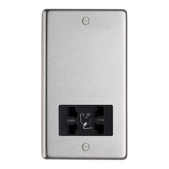 34232/1 • 146mm x 86mm x 7mm • Satin Stainless • From The Anvil Dual Volt Shaver Socket