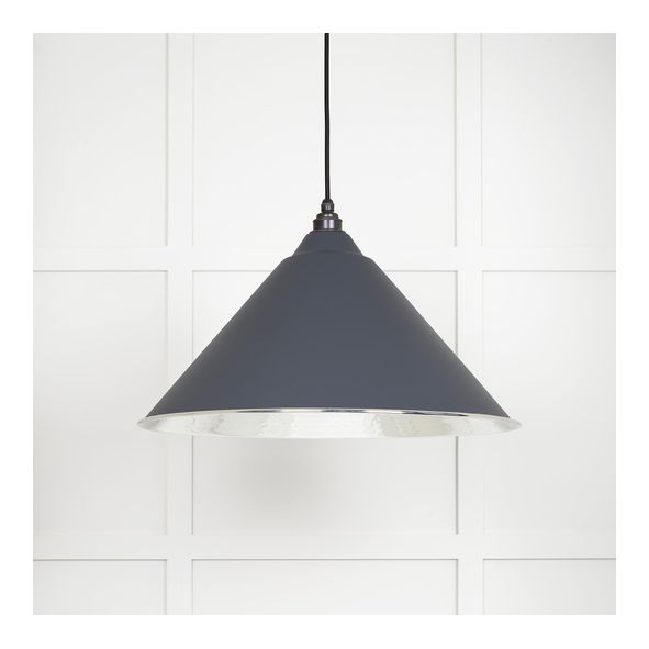 45433SL • 510mm • Hammered Nickel & Slate • From The Anvil Hockley Pendant