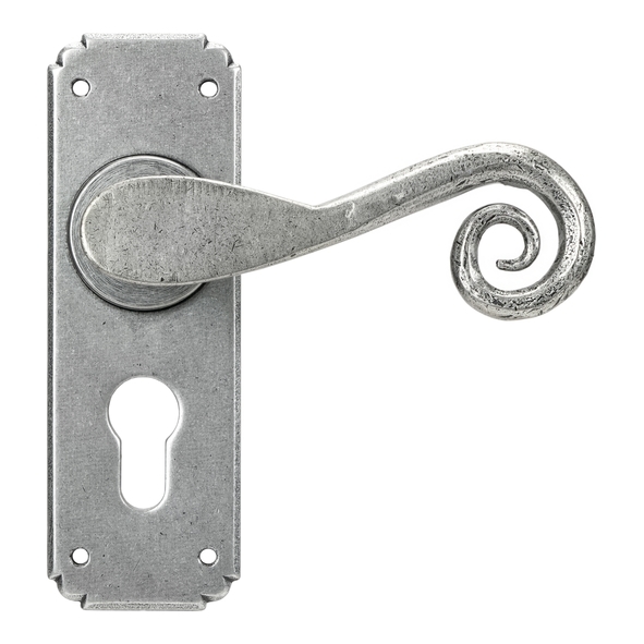 45592 • 152 x 51 x 5mm • Pewter Patina • From The Anvil Monkeytail Lever Euro Lock Set